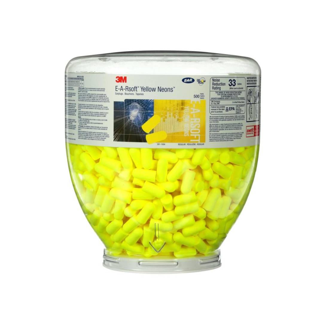 Earplug Uncorded One Touch Refill Hearing Conservation Regular Size 391-1004 Yellow Neons 2000 Pair
