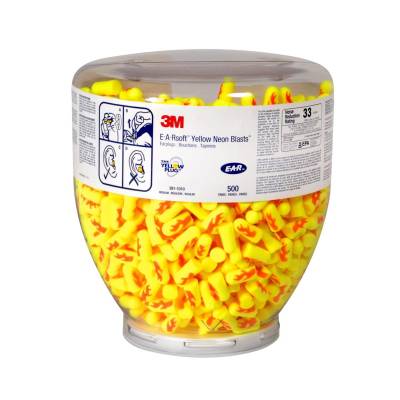 Earplug One Touch Dispenser Refill Regular Size 391-1010 Yellow Neon Blasts 2000 Pair Per Case