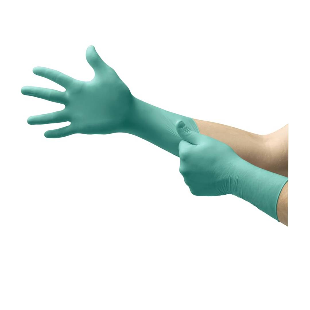 Glove Disposable Medium Neoprene Bright Green Unlined 5Mil Textured Fingertips 11