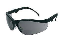 Glasses Safety Magnifier Black Frame Dual Bi-Focal 1.0 Gray Lens K3H