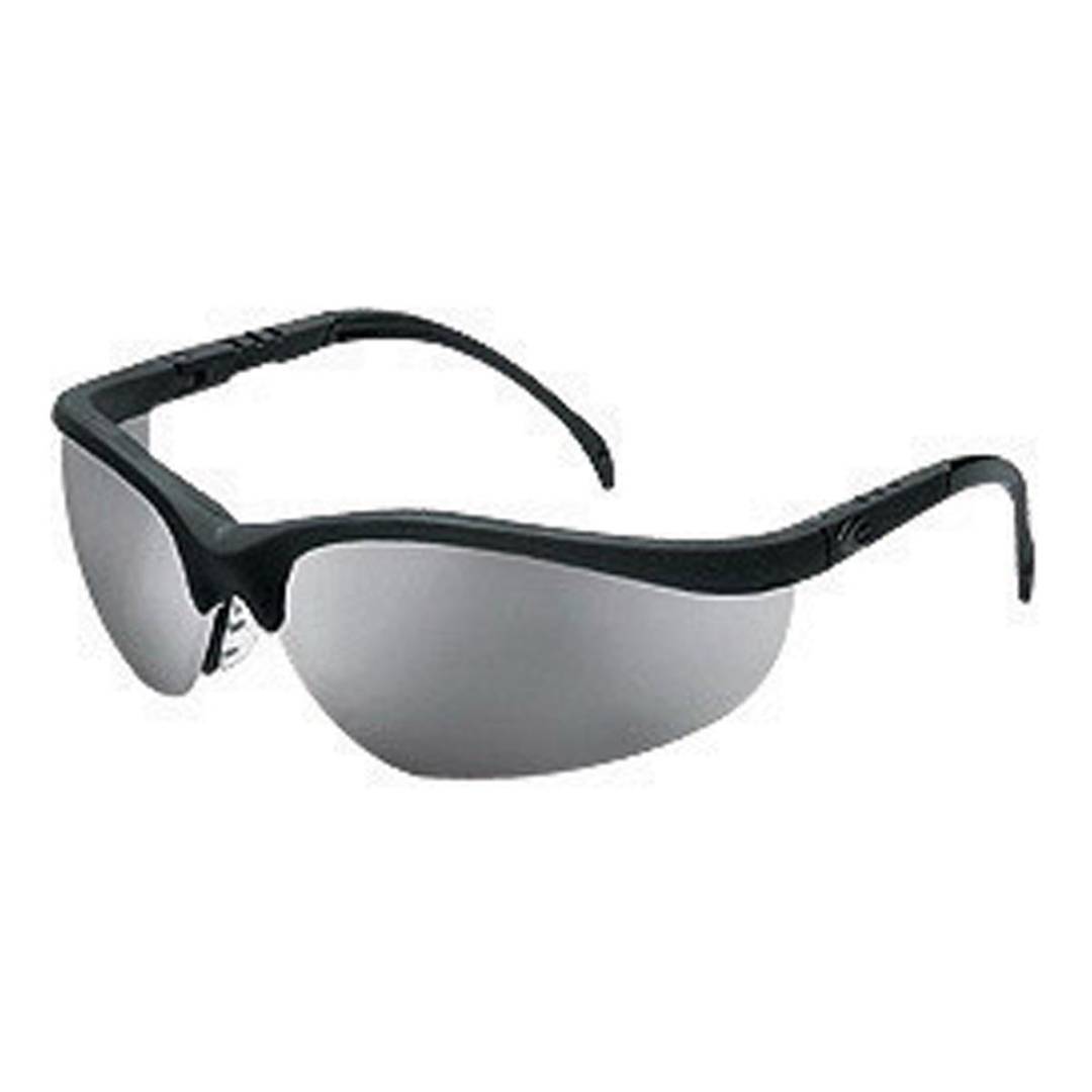 Glasses Safety Black Matte Frame Silver Mirror Lens Adjustable Temple Klondike