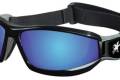 Goggle Safety Black Frame Blue Diamond Mirror Lens Adjustable Strap With Removable Foam Gasket Reaper