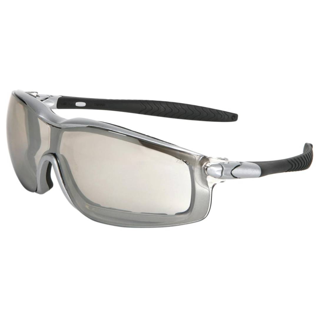 Glasses Safety Silver Frame Indooroutdoor Clear Mirror Anti-Fog Lens Adjustable Strap Tpr Temple Sl