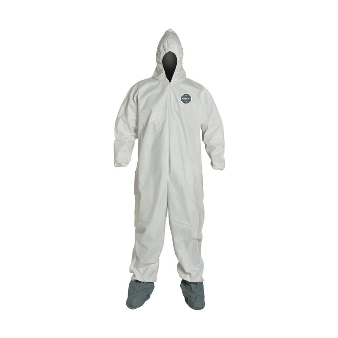 Coverall 4X-Large Proshield Nexgen White Serged Seam With Attached Hood Front Zipper Elastic Wrist A