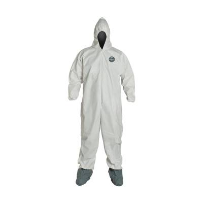 Coverall Medium Proshield Nexgen White Serged Seam With Attached Hood Front Zipper Elastic Wrist Att