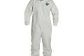 Coverall Medium Proshield Nexgen White Serged Seam With Collar Front Zipper Elastic Wrist & Ankle
