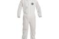 Coverall Large Proshield Basic White Serged Seam With Collar Front Zipper Open Wrist & Ankle 25Ca