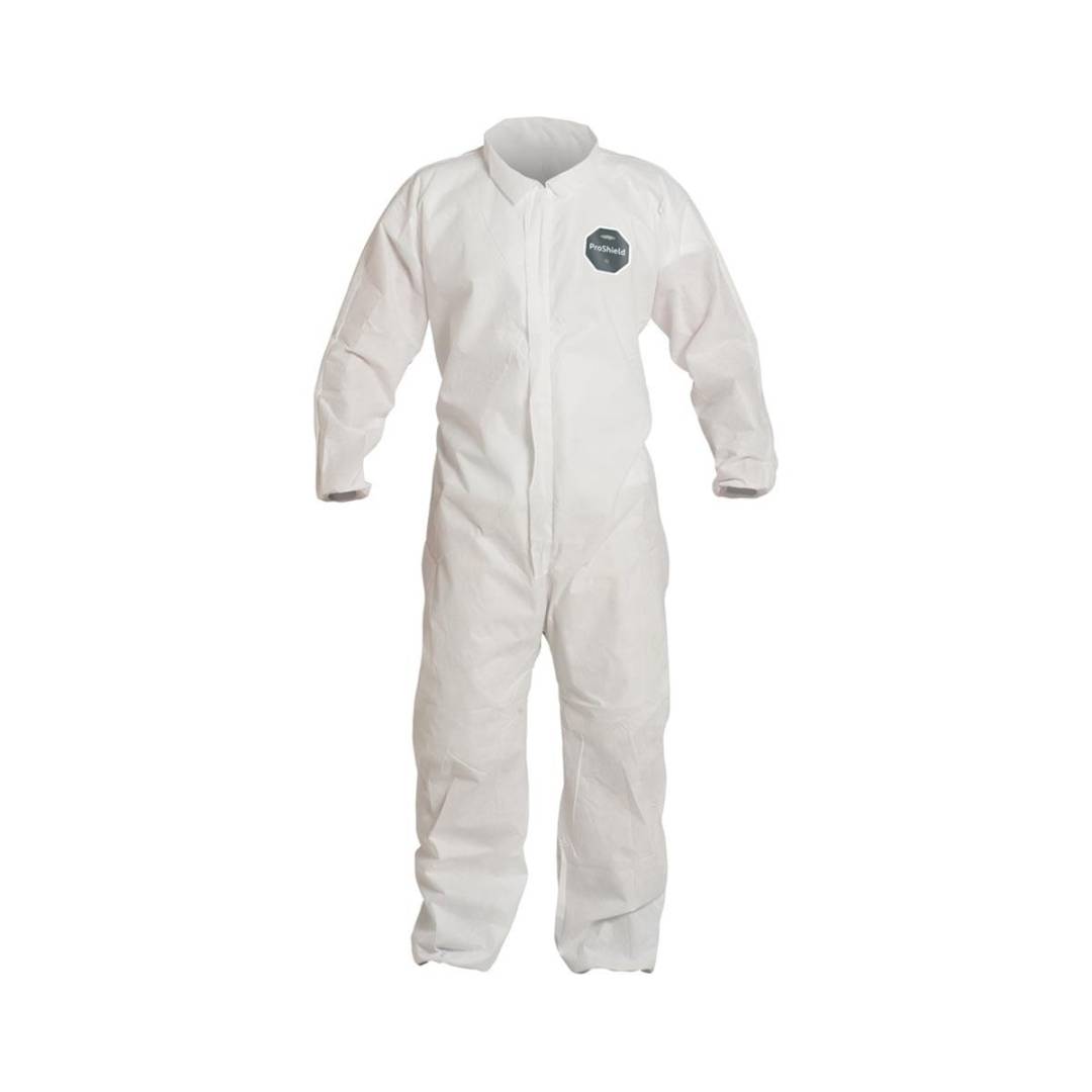 Coverall 5X-Large Proshield Basic White Serged Seam With Collar Front Zipper Elastic Wrist & Ankle