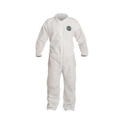 Coverall Large Proshield Basic White Serged Seam With Collar Front Zipper Elastic Wrist & Ankle 25