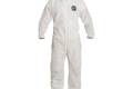 Coverall Medium Proshield Basic White Serged Seam With Collar Front Zipper Elastic Wrist & Ankle 2