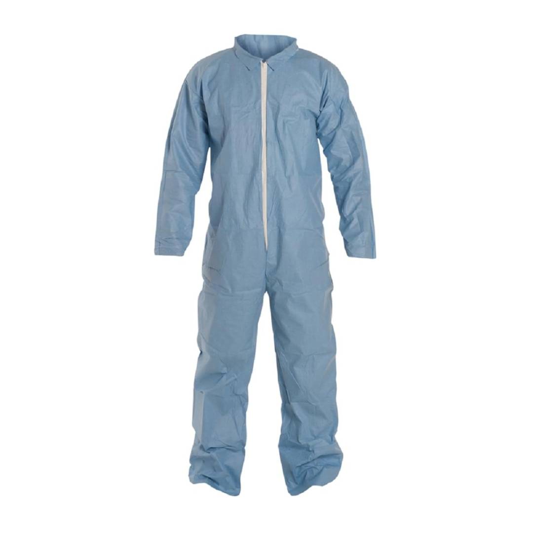 Coverall Large Tempro Blue Serged Seam With Collar Front Zipper Open Wrist & Ankle 25Ca