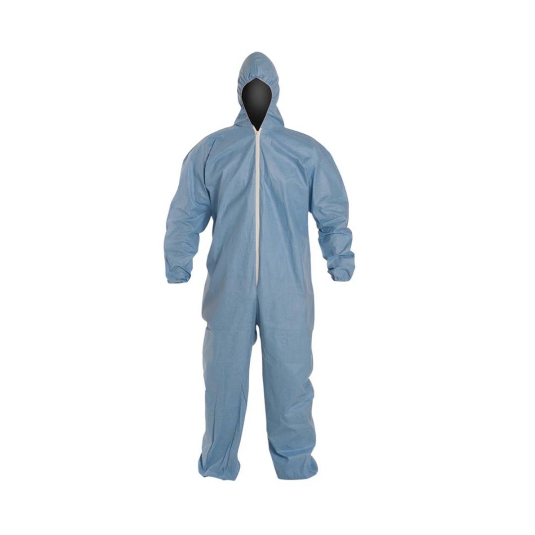 Coverall 3X-Large Tempro Blue Serged Seam With Attached Hood Front Zipper Elastic Wrist & Ankle 25