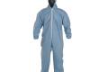 Coverall Large Tempro Blue Serged Seam With Attached Hood Front Zipper Elastic Wrist & Ankle 25Ca