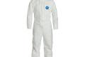 Coverall 2X-Large Tyvek White Serged Seam With Collar Front Zipper Open Wrist & Ankle 25Ca