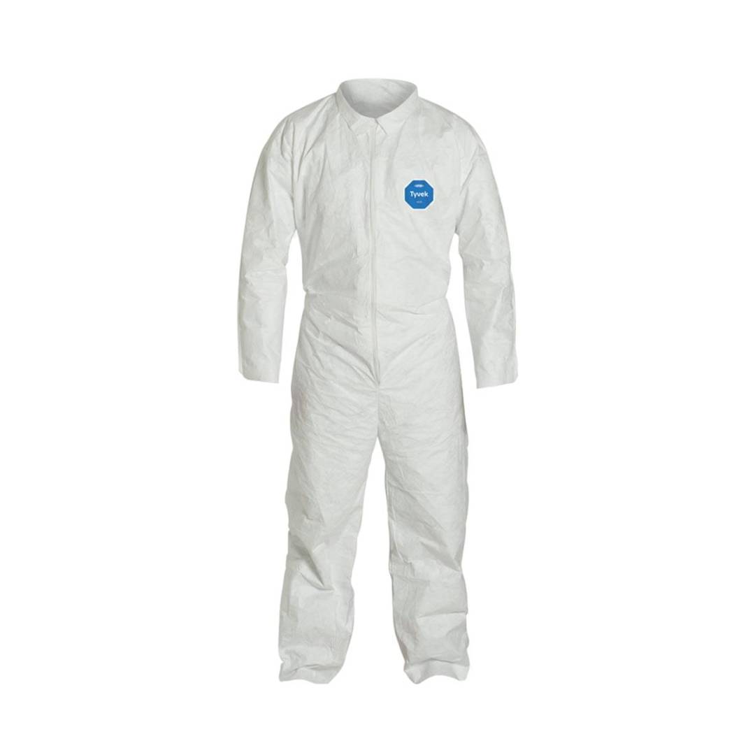 Coverall Medium Tyvek White Serged Seam With Collar Front Zipper Open Wrist & Ankle 25Ca