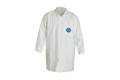 Coat Lab Medium Tyvek White Serged Seam With Collar Front Snaps Open Wrist Two Pockets 30Ca