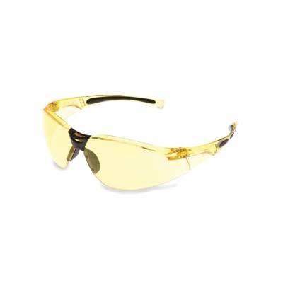 Glasses Safety Amber Anti-Scratch A800 Amber Frame Padded Temple Inserts Wrap-Around Single Non-Slip