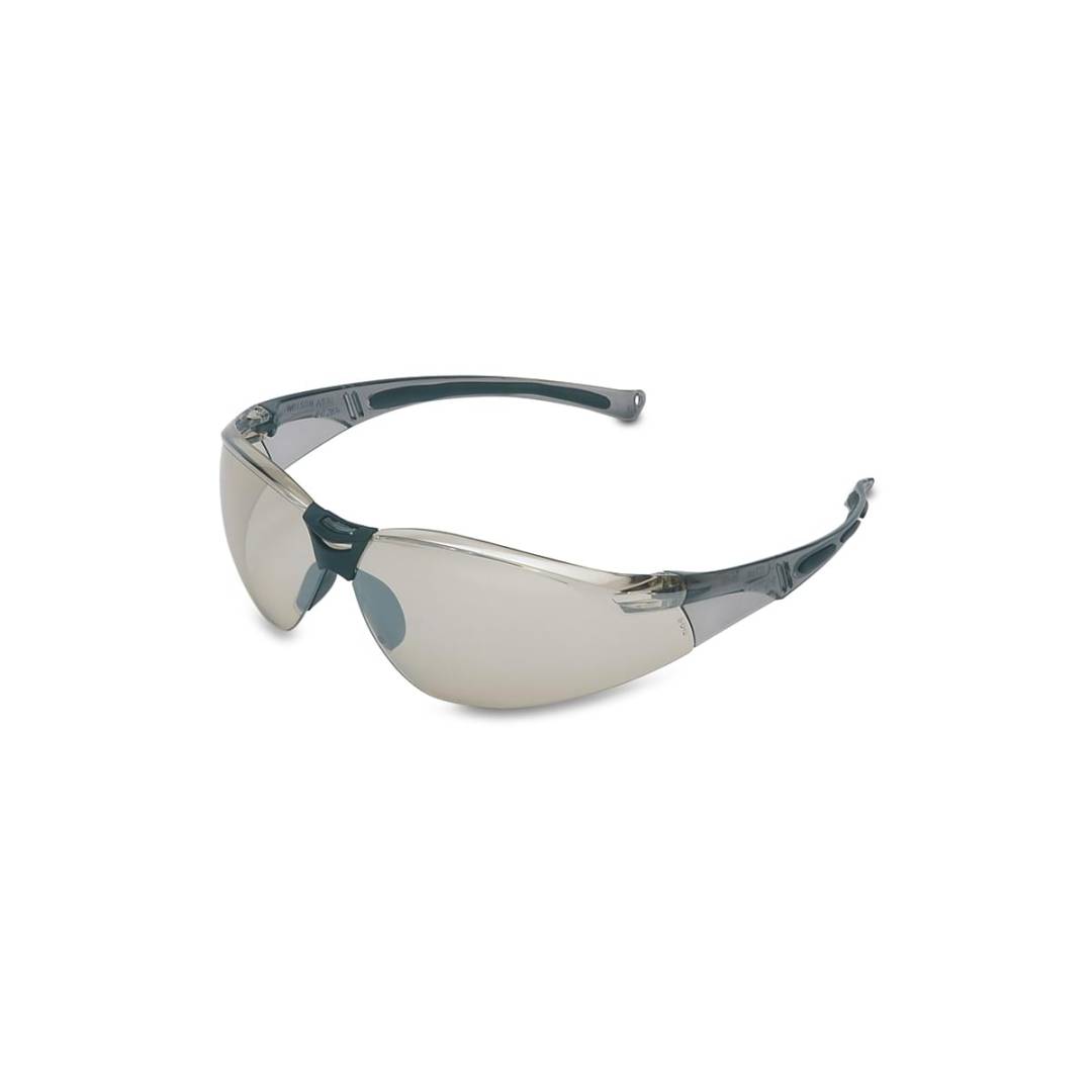Glasses Safety Indooroutdoor Silver Mirror Anti-Scratch A800 Gray Frame Padded Temple Inserts Wrap-