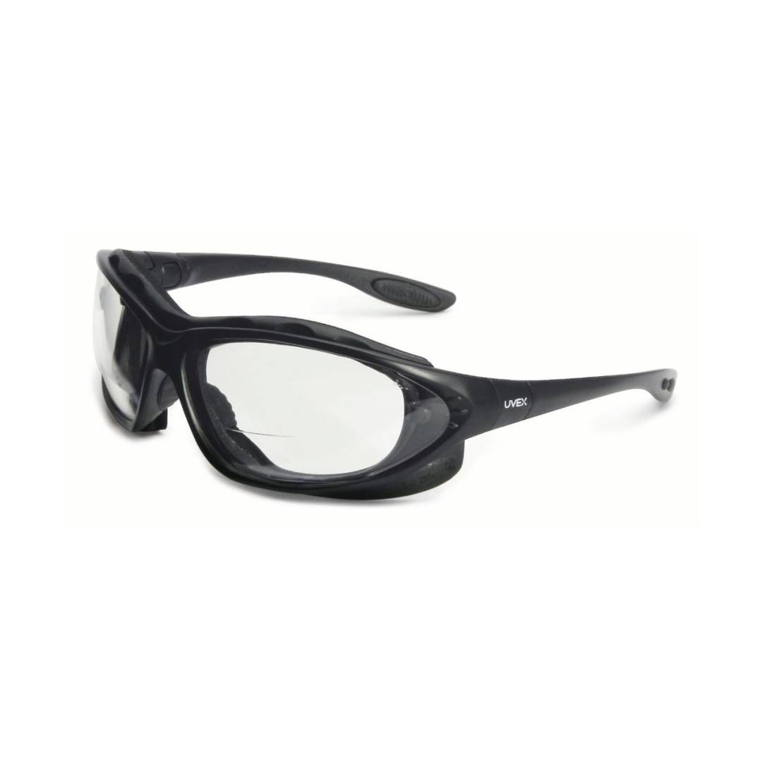 Glasses Safety Clear Seismic Reader +2.5 Diopter Uvextreme Anti-Fog Black Frame Cushioned Flame-Resi