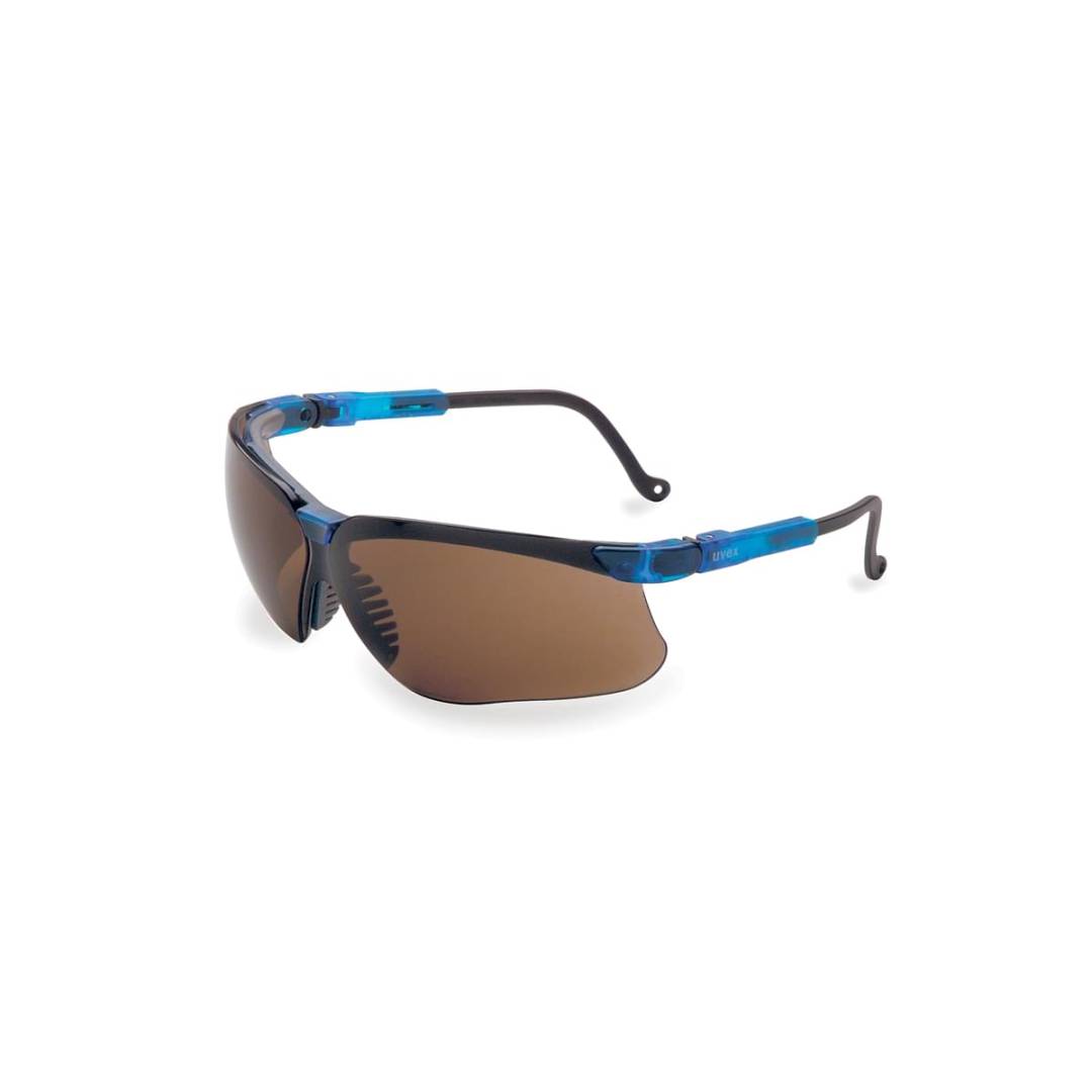 Glasses Safety Espresso Genesis Ultra-Dura Vapor Blue Frame Adjustable Temple Spatulite Wrap-Around