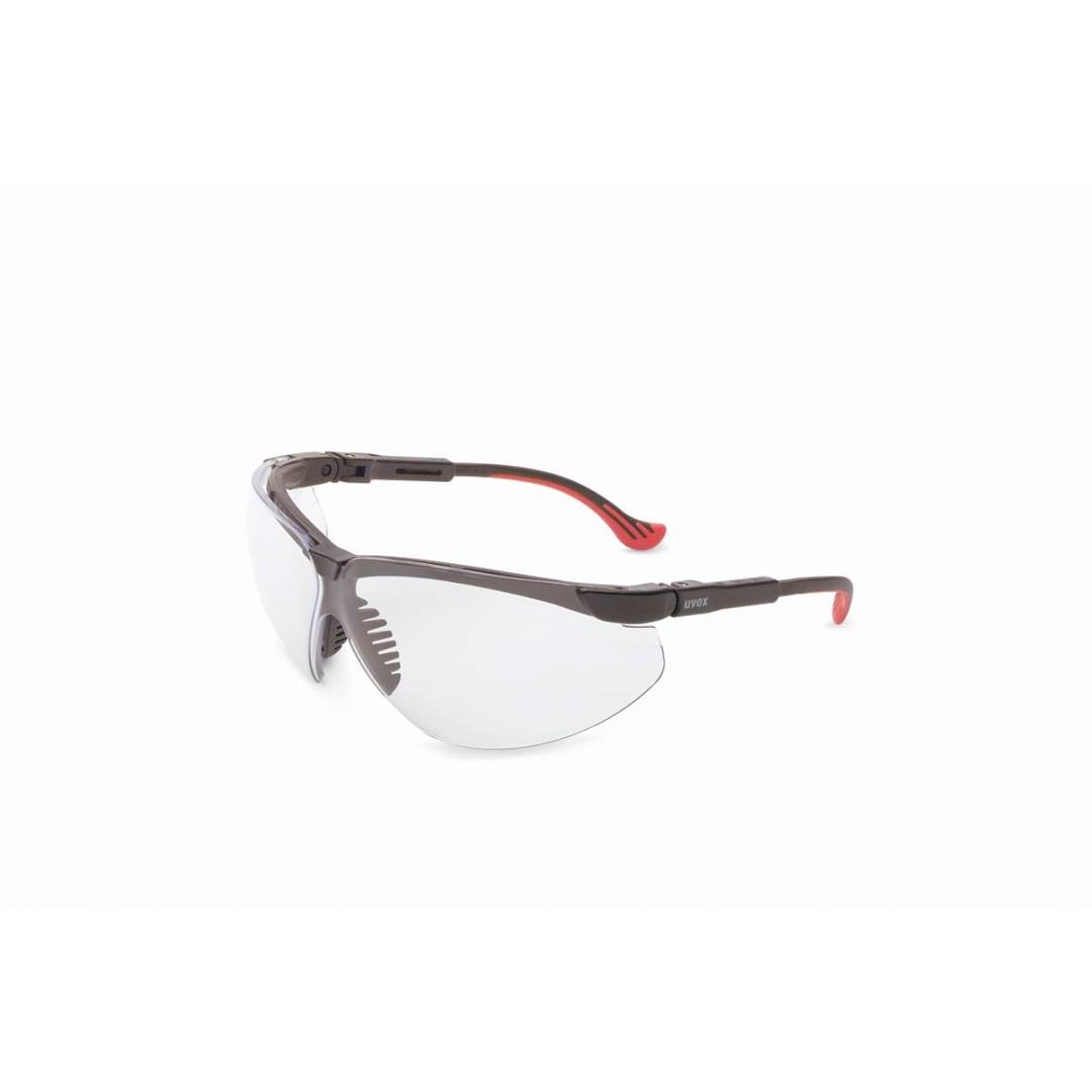 Glasses Safety Clear Genesis Xc Uvextreme Anti-Fog Black Frame Adjustable Temple Cushioned Extended