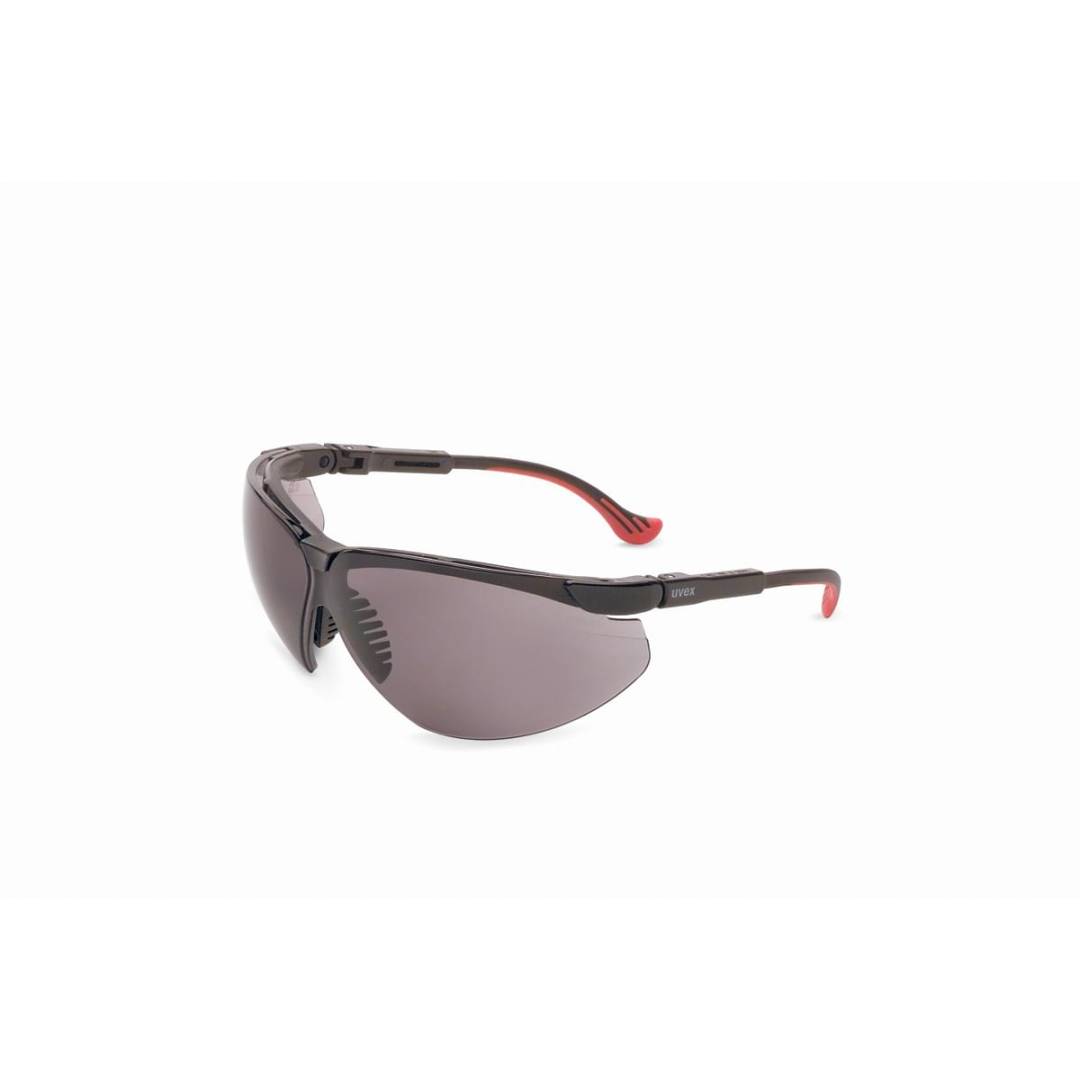 Glasses Safety Gray Genesis Xc Ultra-Dura Black Frame Adjustable Temple Cushioned Extended Wrap-Arou