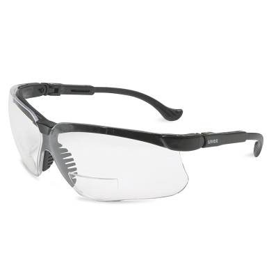 Glasses Safety Clear Genesis Reader Magnifier +1.0 Diopter Ultra-Dura Black Frame Adjustable Temple