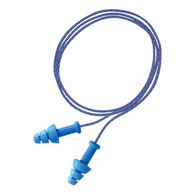 Earplug Corded Multiple Use Smartfit 3-Flange Tpe Thermoplastic Elastomer Molded With Blue Nylon Cor