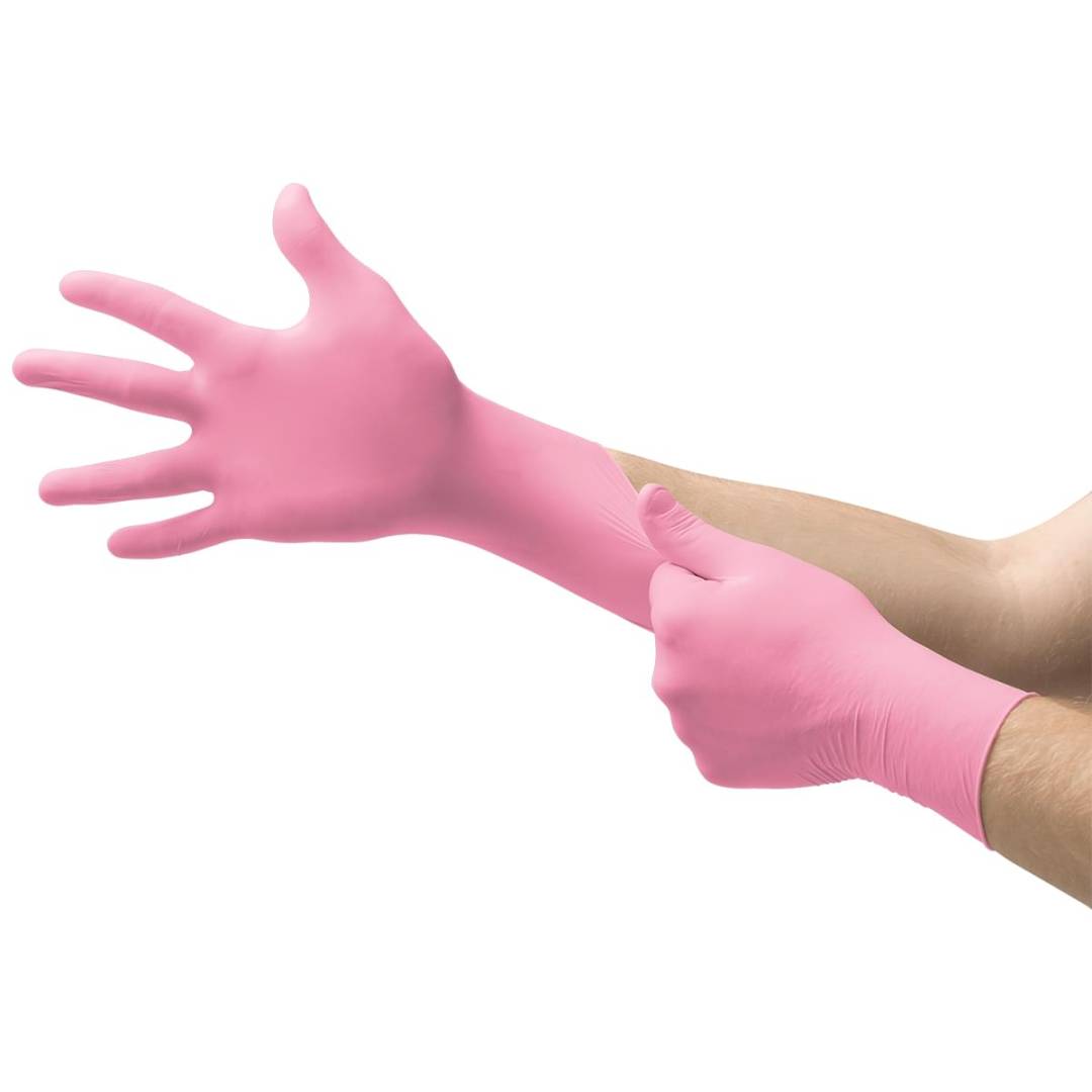 Glove Disposable Latex Exam Medium Color Touch Pink