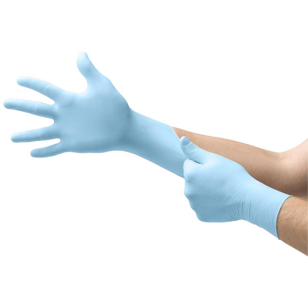 Glove Disposable Exam Nitrile Powder Free X-Large Light Blue 2.8 Mil Palm 4.3 Mil Finger 2.4 Mil Cuf