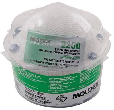 Locker For Respirator With 2200N95 Medium Large Particulate Respirator