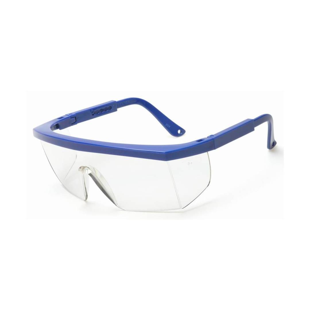Glasses Safety Clear Anti-Scratch Retro Blue Adjustable Temple Sideshield Wrap-Around Single Ansi Z8