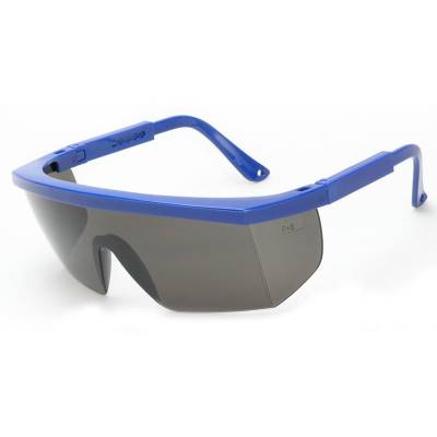 Glasses Safety Gray Anti-Scratch Retro Blue Adjustable Temple Sideshield Wrap-Around Single Ansi Z87