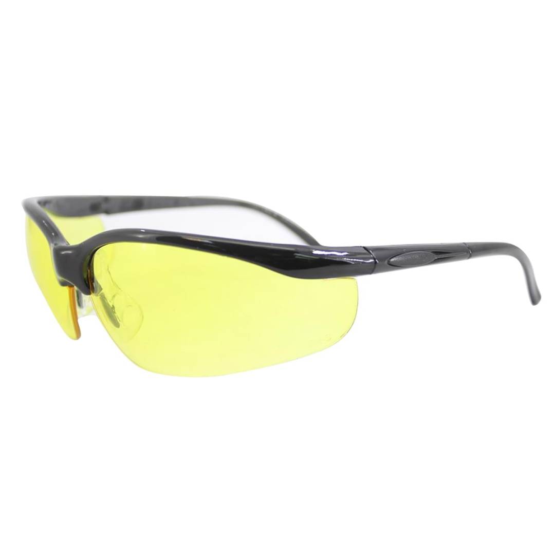 Glasses Safety Amber Motion Vs-1062 Black Adjustable Temple 12Box 144Case