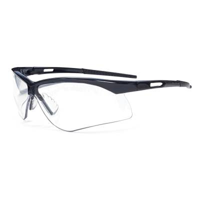 Glasses Safety Clear Anti-Scratch Premier Black Temple Grips Sideshield Wrap-Around Dual Nose Pads A