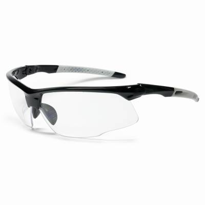 Glasses Safety Blk Fr Clr Lens