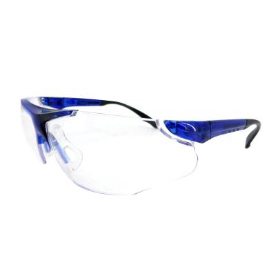 Glasses Safety Clear Elite Blue Adjustable Ratchet Temple Wrap-Around Single Soft Nose Piece Ansi Z8