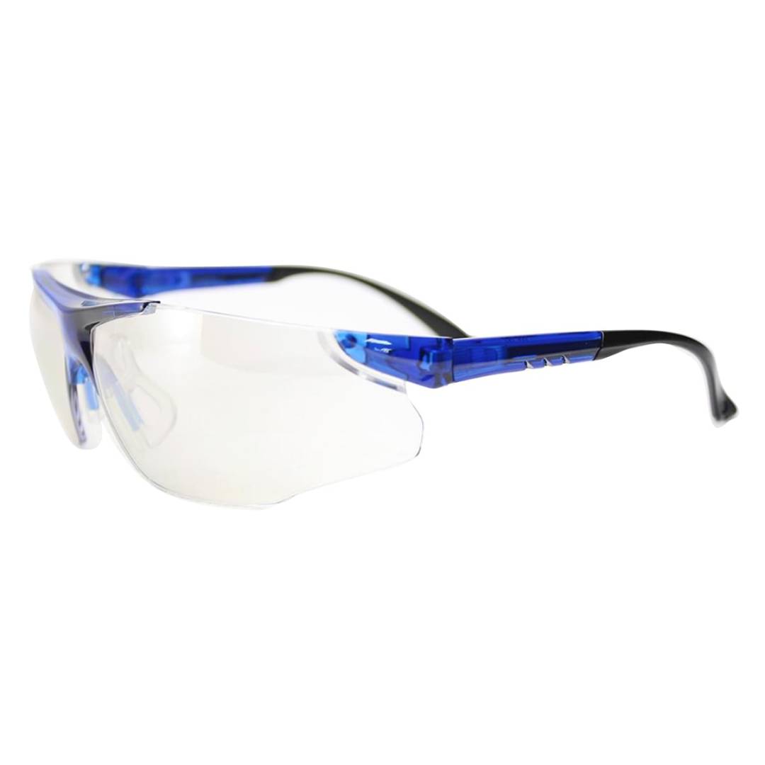 Glasses Safety Indooroutdoor Clear Elite Blue Adjustable Ratchet Temple Wrap-Around Single Soft Nos