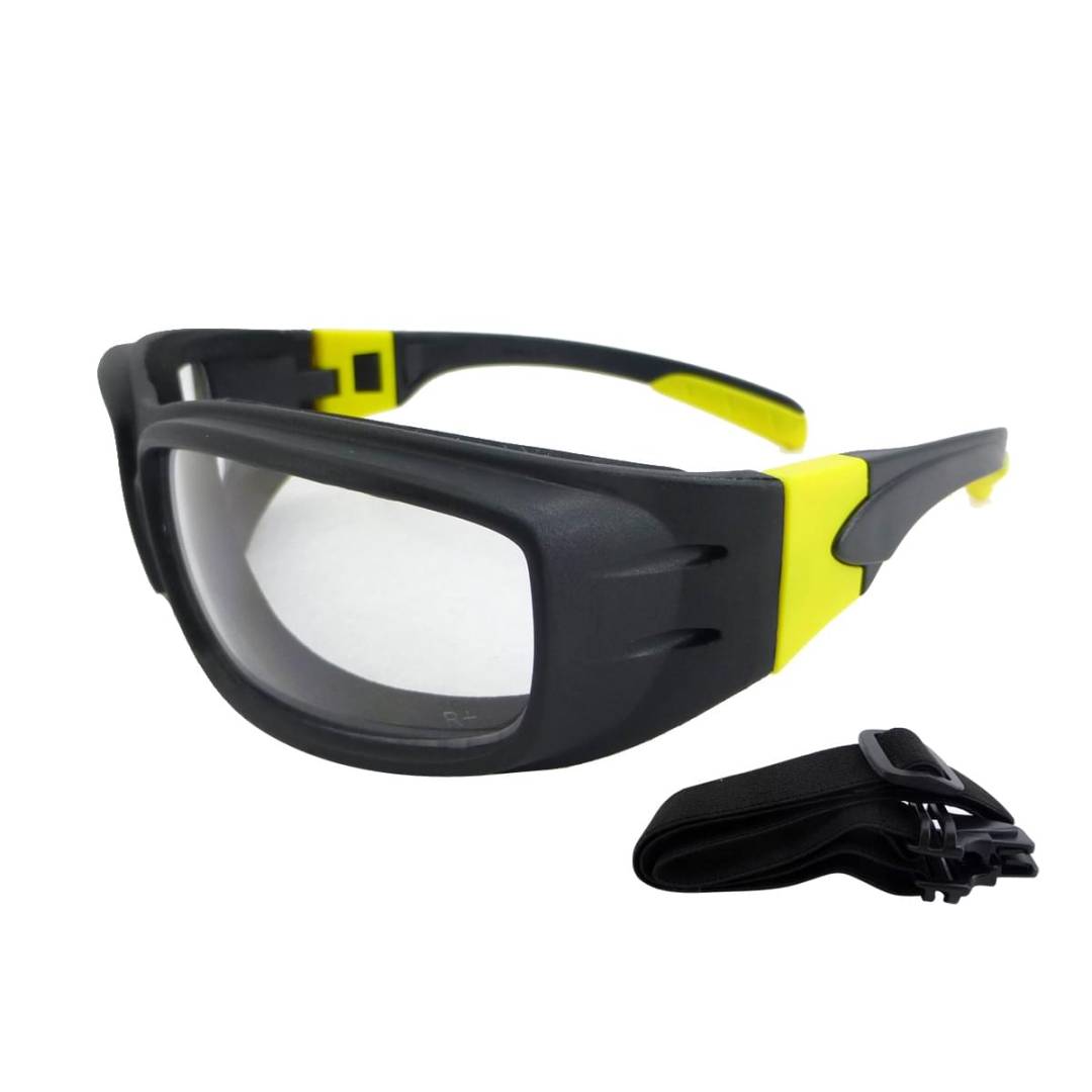 Glasses Safety Foam Lin Clraf Lens Black & Yellow Temple With Extra Strap