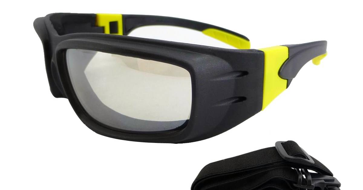 Glasses Safety Foam Lin Ioaf Lens Black And Yellow Temple With Extra Strap Product Crescent 7117