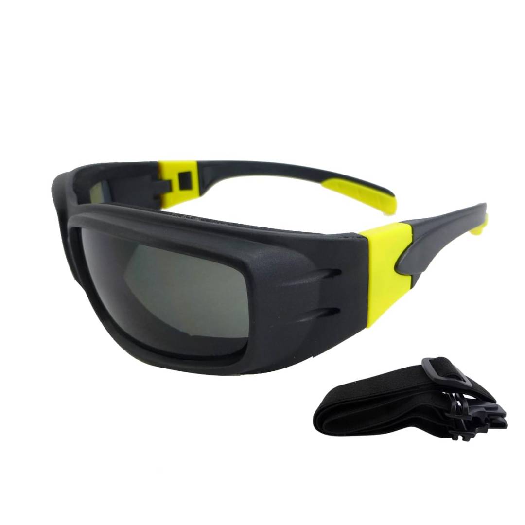 Glasses Safety Foam Lin Gyaf Lens Black & Yellow Temple With Extra Strap
