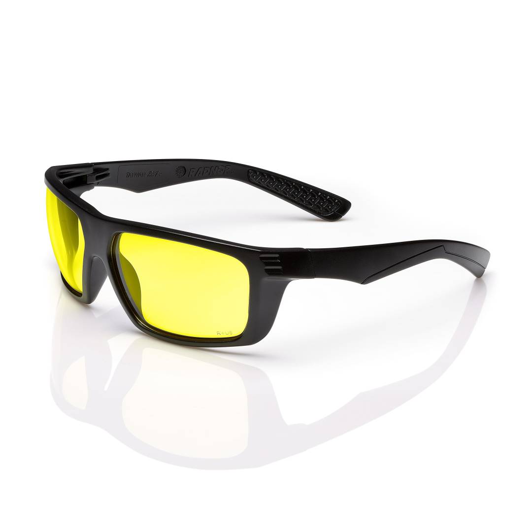 Glasses Safety Amber Hardcoated Lens Flat Black Frametemples Dynamo Series