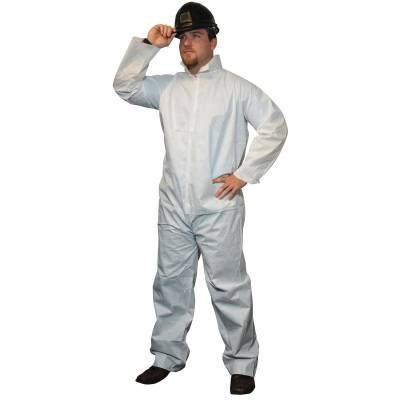 Coveralls Polypropylene Front Zipper Xl White Disposable