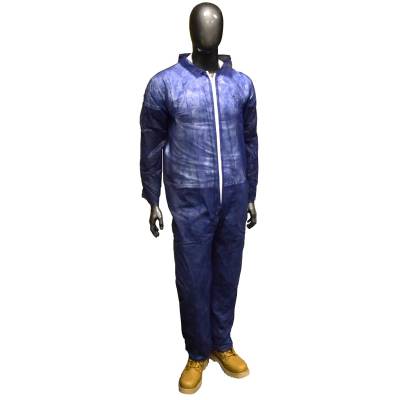 Coveralls Polypropylene Front Zipper Lg Blue Disposable