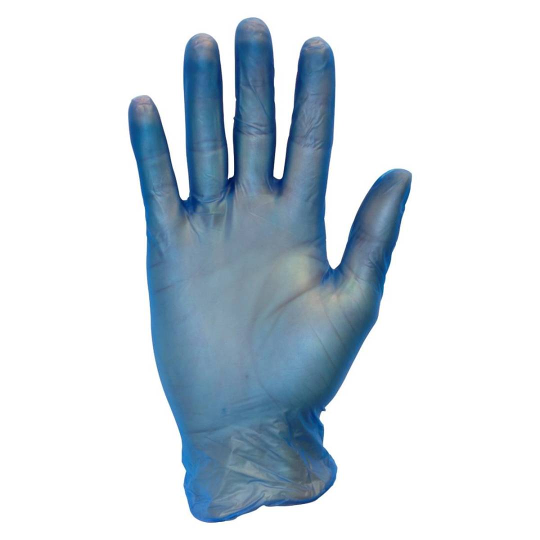 Glove Disposable Medium 4.5Mil Vinyl Powder Blue 100 Glovesbox Ambidextrous Non-Sterile